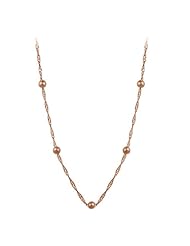 Rose Goldtone Finish Silver Singapore with Bead Chain Necklace, 18"