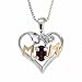 Vermeil (24k Gold over Sterling Silver) and Sterling Silver Genuine Garnet and Genuine Diamond Accent `MOM` Heart Pendant