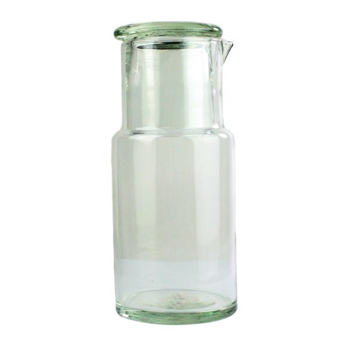 Tall Slender Glass Bedside Carafe with Cup On Sale