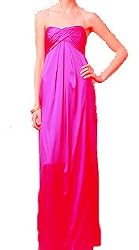 New Sexy Strapless Maxi Full Silk Purple Cocktail Dress