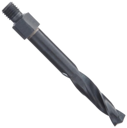 Precision Twist TS41 High Speed Steel Threaded Shank (Stub Series) Drill Bit, Black Oxide Finish, Threaded Shank, Spiral Flute, 135 Degree Point Angle, #20