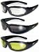 3 New Windy City Motorcycle Glasses Clear Smoked Yellow Has Shatterproof Polycarbonate Lenses Uv400 Foam Padded