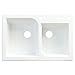 Transolid RTDO3322-01-ACD Radius Granite 3-Hole Drop-in Double-Bowl Kitchen Sink, 33" x 22" x 9", White