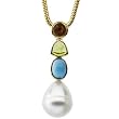 14K Yellow Gold Paspaley South Sea Cultured Pearl, Citrine, Peridot and Blue Topaz Pendant