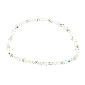 Anklet - Stretch 4mm Swarovski (tm) Crystals and Heishi Beads ~ Clear AB Irridescent by 