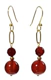 Gold-Filled Carnelian w/ Gold Vermeil Bead Dangle Earrings