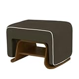 Nurseryworks Cole Ottoman in Slate with Ecru Piping and Dark Legs