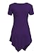MBJ WT638 Short Sleeve Shirts for Womens Tops Casual V-Neck Summer Clothes Asymmetrical Tunic Blouses XXL Dark_Purple