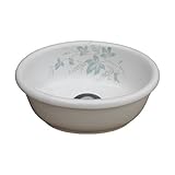 〔INK-0403172H〕　オン・オーバーカウンター両用タイプ　オーバル　ボタニカル柄　陶器製　洗面ボウル　【サイズ：W280*D230*H105】
