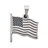 American Flag Pendant 14K White Gold 17.50X17.00 MM