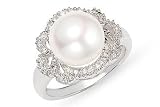 1/4 Carat Diamond and Cultured Freshwater Pearl 14K White Gold Ring