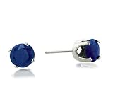 Sapphire and White Gold Round-Cut Stud Earrings