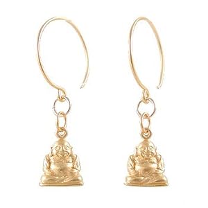 Laughing Buddha Dangle Earrings in Gold Vermeil, #8150
