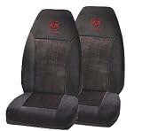A Set Of 2 Universal-Fit Front Bucket Seat Cover - Red Dodge Ram Logo