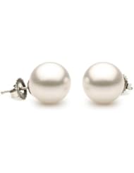 14KT White Gold Classic Pair of Beautiful 8.5-9.0mm White Akoya Pearl Stud Earrings.