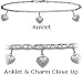 10 K White Gold 10" Flat Gucci Style 3 Heart Charm Anklet