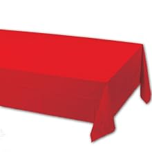 Creative Converting 71-1031B 108-Inch Length by 54-Inch Width Classic Red Color Plastic Lined Table Cover (Case of 24)