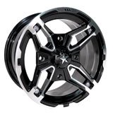 4/156 Motosport Alloys M15 Crusher Wheel 14x7 4.0 + 3.0 Machined/Black POLARIS