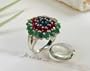 Completely Handcrafted - Designer Sterling Silver Sapphire, Emerald, Ruby Ring