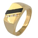 14K Gold Gents Onyx and Diamond Ring