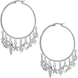 Rocawear Silver Tone Charm Hoop Earrings