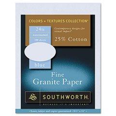 Southworth Colors + Textures Fine Granite Paper, Blue, 24#, 8.5 x 11 Inches, 100 Sheets per Pack (P944CK)