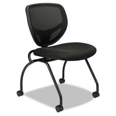 Basyx by Hon VL302 Mobile Nesting Guest Chairs, Armless, Black, Set of 2 On Sale