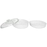CorningWare French White 3-Piece Bake Serve Set with Glass Cover by CorningWare