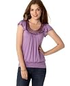 Soprano Flutter Sleeve Satin Crotchet Neck Top