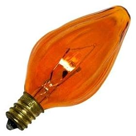 Bulbrite 25F10A 25W Fiesta Style Chandelier Bulb, Candelabra Base, Amber