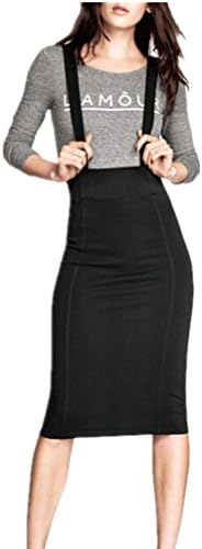 SenseFit Women's Adjustable Strap Knee Length Pencil Skirt XS Black