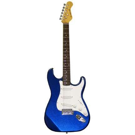 MusicalInstruments: Austin Bazaar 39 Inch Metallic Blue Electric Guitar with Carrying Bag and Accessories