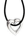 Sterling Silver Heart Slide Pendant with 17" Leather Necklace