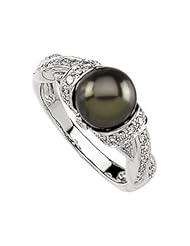Ann Harrington Jewelry 14k White Gold 1/3 Ct Tw Diamond And 9 mm Freshwater Cultured Black Pearl Ring