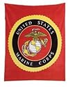 Red USMC Military Insignia Fleece Blanket