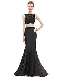 Beaded Lace Bateau Neck Mermaid Satin Natural   Waistline Floor Length Prom Dress 