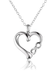 Sterling Silver and Diamond "Infinite Love" Heart Pendant Necklace (0.01 cttw, I-J Color, I2 Clarity), 18"