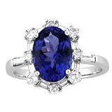 14k White Gold Oval Tanzanite and Diamond Ring 3.70 TCW