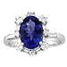 14k White Gold Oval Tanzanite and Diamond Ring 3.70 TCW