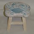Blue Crab Hand Carved Wooden Foot Stool