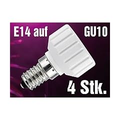Lunartec Lampensockel-Adapter Adapter E14 auf GU10, 4er-Set