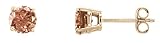 14k Rose Gold, Round, 4-Prong Pink Diamond Stud Earrings (1/4 cttw)