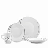 Gourmet Basics by Mikasa 16-pc. Unraveled Collection Dinnerware Set, Black/White.