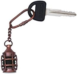 Antique Copper Anchor Green Lantern Key Chain 5"- Nautical Key Chain- Antique Copper