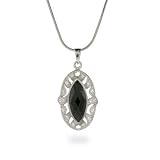 Eve's Addiction Victorian CZ Diamond Shaped Onyx Pendant