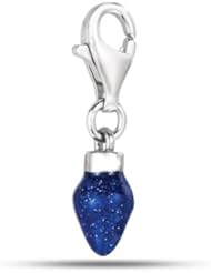 Blue Enamel Christmas Light Clip-On Charm In Sterling Silver