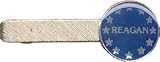 Tie clasp promoting Ronald Reagan for president, 1980. Brass and epoxy. 2 x 0.75 in.