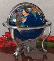 Large Gem Stone World Globe Nickel Finish