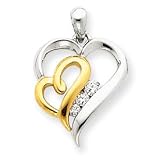 14k Two-tone Diamond Heart Pendant
