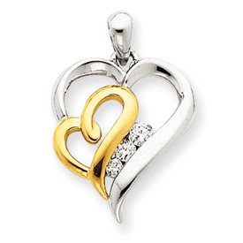 14k Two-tone Diamond Heart Pendant